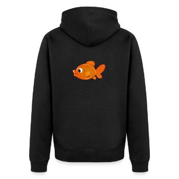 dessin mignon drôle de bande dessinée douce de poissons t-shirt - Veste à capuche bio Premium Unisexe - noir - Dos - Nico (187cm)