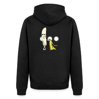 Lustige Banane nackt - Unisex Premium Bio Zip Hoodie - Schwarz - Hinten - Nico (187cm)