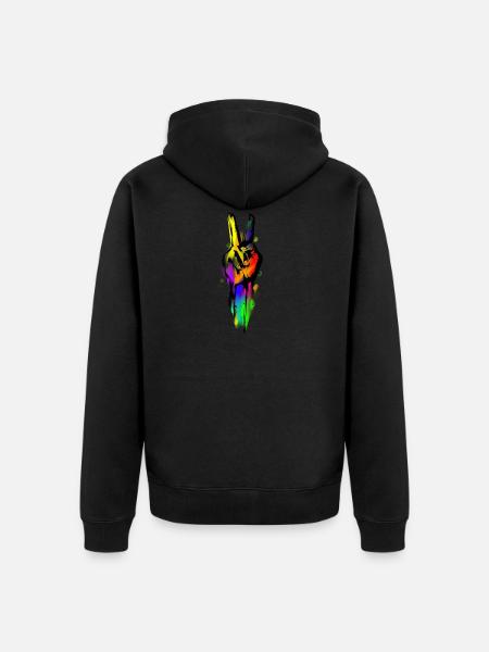 World Peace Sign - Unisex Premium Organic Zip Hoodie - black