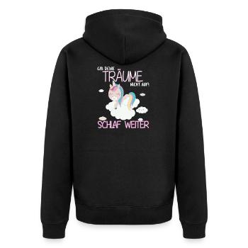 Schlaf weiter Einhorn - Unisex Premium Bio Zip Hoodie - Schwarz - Hinten - Nico (187cm)