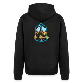 Équipe de ski St. Moritz Ski Team Cadeau - Veste à capuche bio Premium Unisexe - noir - Dos - Nico (187cm)