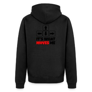 Tastatur / es bewegt mich / Geschenk / Zocken - Unisex Premium Bio Zip Hoodie - Schwarz - Hinten - Nico (187cm)