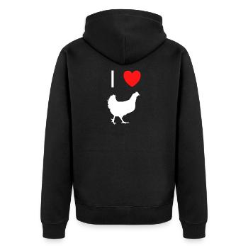 I love chicken J’aime les poules - Veste à capuche bio Premium Unisexe - noir - Dos - Nico (187cm)