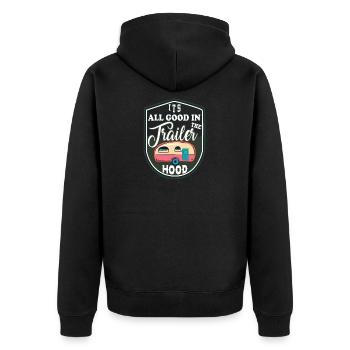Everything good on the campsite - Unisex Premium Organic Zip Hoodie - black - Back - Nico (187cm)