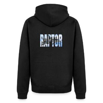 F22 Fighter Raptor photo behind great font - Unisex Premium Organic Zip Hoodie - black - Back - Nico (187cm)