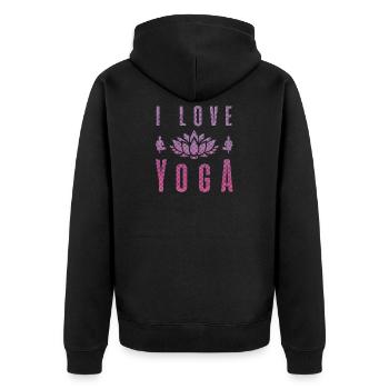 J’aime yoga cadeau Namaste Shanti coeur Joga - Veste à capuche bio Premium Unisexe - noir - Dos - Nico (187cm)
