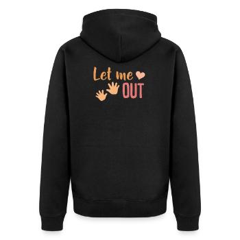 Pregnancy Let me out Mama Child Baby Gift - Unisex Premium Organic Zip Hoodie - black - Back - Nico (187cm)