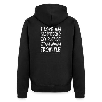 I LOVE MY GIRLFRIEND SO S'IL VOUS PLAÎT SEJOUR DE ME RETENIR - Veste à capuche bio Premium Unisexe - noir - Dos - Nico (187cm)