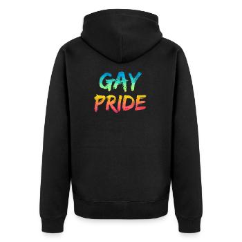 LGBT T-Shirt - Gay Pride - Unisex Premium Bio Zip Hoodie - Schwarz - Hinten - Nico (187cm)