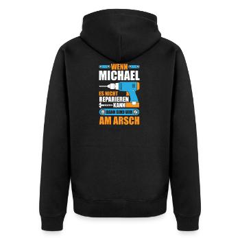 Michael reparieren Bohrmaschine Geschenk - Unisex Premium Bio Zip Hoodie - Schwarz - Hinten - Nico (187cm)