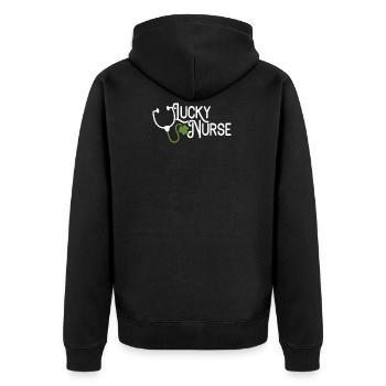 St. Patrick's Day Shirt for Nurse Lucky Nurse Tee - Unisex Premium Bio Zip Hoodie - Schwarz - Hinten - Nico (187cm)