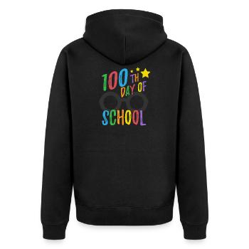 100th Day of School Tee for Teachers and Student - Unisex Premium Bio Zip Hoodie - Schwarz - Hinten - Nico (187cm)