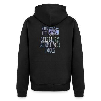 Fotograf - Fotografieren - Geschenk - Kamera - Unisex Premium Bio Zip Hoodie - Schwarz - Hinten - Nico (187cm)