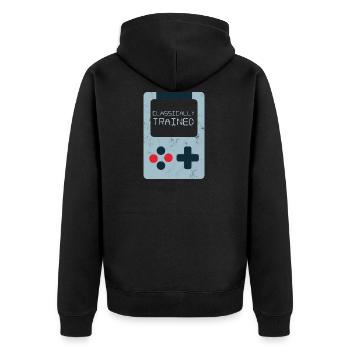 Zocker - Gamer - Nerd - Geek - Geschenk - Unisex Premium Bio Zip Hoodie - Schwarz - Hinten - Nico (187cm)