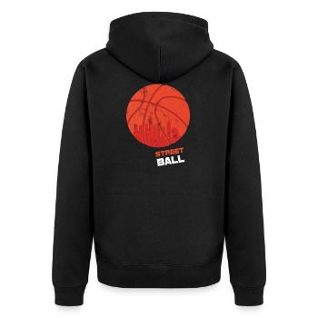 Basketball Shirt - Geschenk - Unisex Premium Bio Zip Hoodie - Schwarz - Hinten - Nico (187cm)