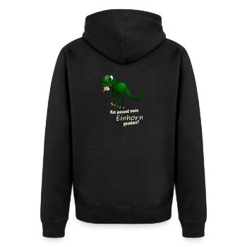 Dino T-Rex frisst ein Einhorn lustiges Geschenk - Unisex Premium Bio Zip Hoodie - Schwarz - Hinten - Nico (187cm)