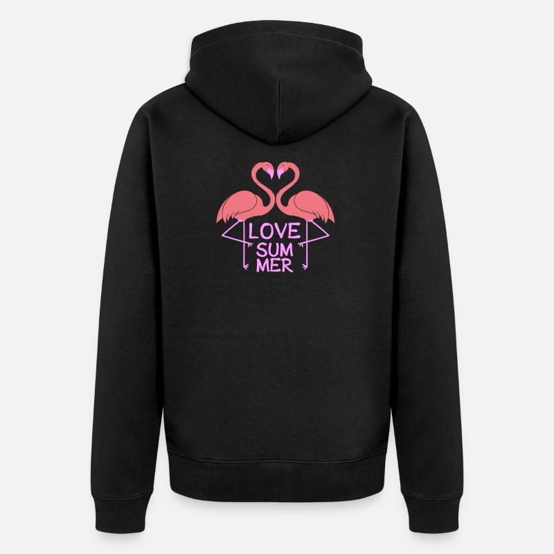 Flamingo Love Summer - Veste à capuche bio Premium Unisexe - noir