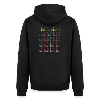Bunte E-Gitarre Instrument Geschenk - Unisex Premium Bio Zip Hoodie - Schwarz - Hinten - Nico (187cm)