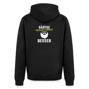 Bärtige Medizintechniker machen es besser Geschenk - Unisex Premium Bio Zip Hoodie - Schwarz - Hinten - Nico (187cm)