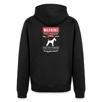 Drahthaar-Foxterrier Shirt Geschenk - Unisex Premium Bio Zip Hoodie - Schwarz - Hinten - Nico (187cm)