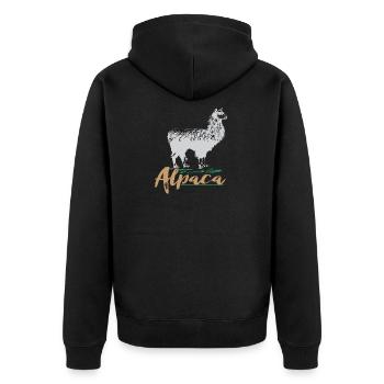 Alpaca - Unisex Premium Bio Zip Hoodie - Schwarz - Hinten - Nico (187cm)
