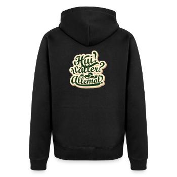 Typischer Westerwälder Kneipenspruch GESCHENK - Unisex Premium Bio Zip Hoodie - Schwarz - Hinten - Nico (187cm)