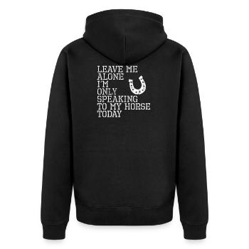 Pferd - Hufeisen - Pferdesprüche - Geschenke - Unisex Premium Bio Zip Hoodie - Schwarz - Hinten - Nico (187cm)