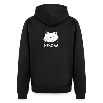 White cat head meow gift cat friends - Unisex Premium Organic Zip Hoodie - black - Back - Nico (187cm)