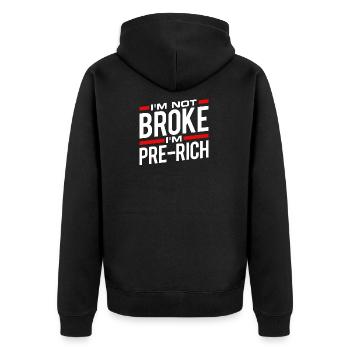 I'm not broke - Unisex Premium Organic Zip Hoodie - black - Back - Nico (187cm)