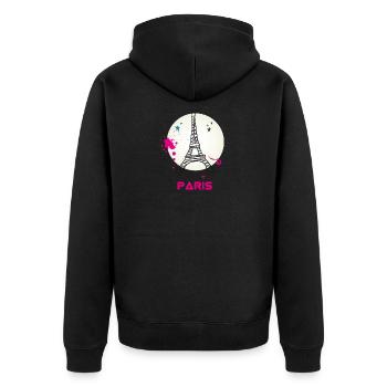paris eiffelturm scribble love fasion trip tourist - Unisex Premium Bio Zip Hoodie - Schwarz - Hinten - Nico (187cm)
