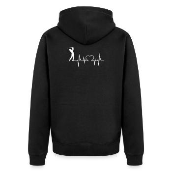 Golferin Fun Shirt Geschenke heart beat Liebe Golf - Unisex Premium Bio Zip Hoodie - Schwarz - Hinten - Nico (187cm)