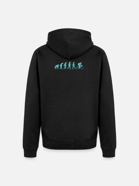 Evolution - VTT - Humour - Cadeau - Fun - Veste à capuche bio Premium Unisexe - noir