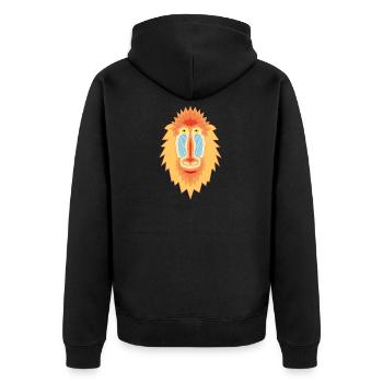 Mandrill Geometric - Unisex Premium Bio Zip Hoodie - Schwarz - Hinten - Nico (187cm)