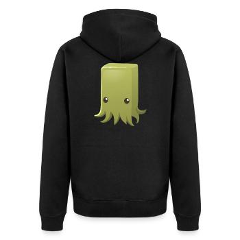 Tüte als Monster - Unisex Premium Bio Zip Hoodie - Schwarz - Hinten - Nico (187cm)