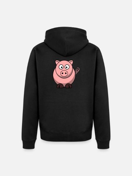 Schwein Cartoon - Unisex Premium Organic Zip Hoodie - black
