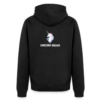 Unicorn Squad | Einhorn, Einhörner - Unisex Premium Bio Zip Hoodie - Schwarz - Hinten - Nico (187cm)