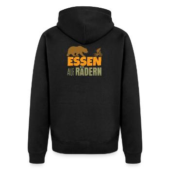 Essen auf Rädern - Unisex Premium Bio Zip Hoodie - Schwarz - Hinten - Nico (187cm)