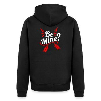 Shop Will You Be Mine Valentines Gift Design - Unisex Premium Bio Zip Hoodie - Schwarz - Hinten - Nico (187cm)