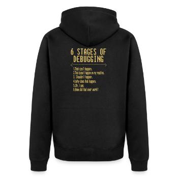 6 Stufen eines Fehlers - PC - CNC - Unisex Premium Bio Zip Hoodie - Schwarz - Hinten - Nico (187cm)