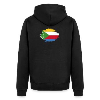 drapeau indigène, Comores origine amour .png - Veste à capuche bio Premium Unisexe - noir - Dos - Nico (187cm)