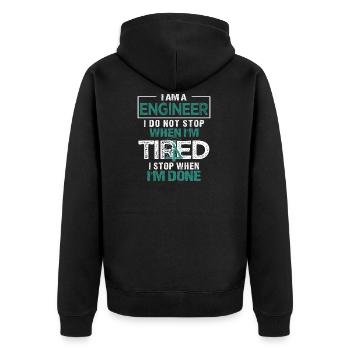 Ingenieur oder Ingenieurin - Unisex Premium Bio Zip Hoodie - Schwarz - Hinten - Nico (187cm)