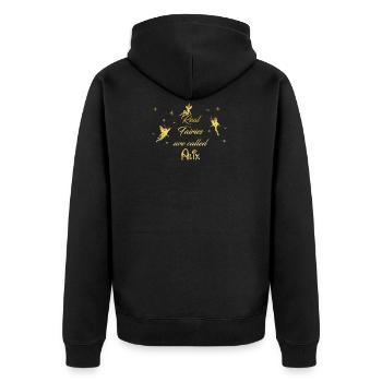 fee fairies fairy vorname name Alix - Unisex Premium Bio Zip Hoodie - Schwarz - Hinten - Nico (187cm)