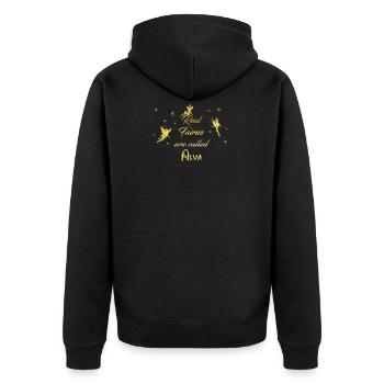 fee fairies fairy vorname name Alva - Unisex Premium Bio Zip Hoodie - Schwarz - Hinten - Nico (187cm)