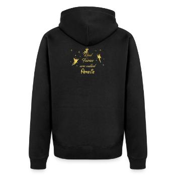 fee fairies fairy vorname name Amelie - Unisex Premium Bio Zip Hoodie - Schwarz - Hinten - Nico (187cm)