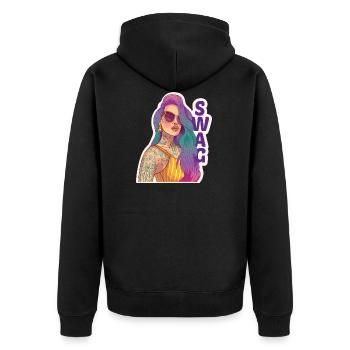 Swag girl avec piercing et tatouage. - Veste à capuche bio Premium Unisexe - noir - Dos - Nico (187cm)