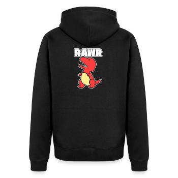 Dinosaur Dino Rawr gift vintage animal red - Unisex Premium Organic Zip Hoodie - black - Back - Nico (187cm)