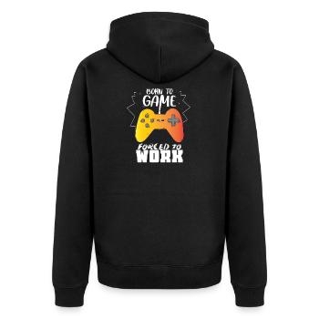 Gaming Nerd Geek Geschenkidee - Unisex Premium Bio Zip Hoodie - Schwarz - Hinten - Nico (187cm)