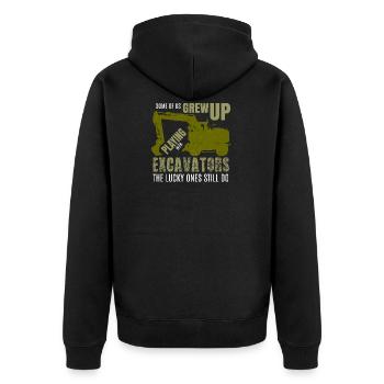 excavator - Unisex Premium Bio Zip Hoodie - Schwarz - Hinten - Nico (187cm)