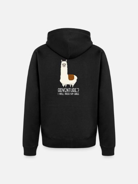 Adventure Alpaca | funny and sweet - Unisex Premium Organic Zip Hoodie - black