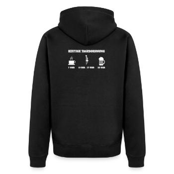 Heutige Tagesordnung hobby Geschenk trompete  - Unisex Premium Bio Zip Hoodie - Schwarz - Hinten - Nico (187cm)